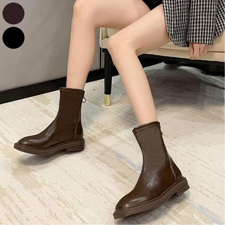 첼시워커 뒷지퍼 여자 미들부츠 겨울 데일리 기모