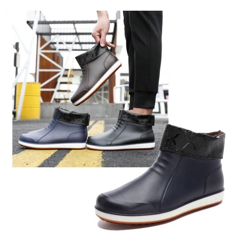 남자 방한화 단목 고무장화 기모 레인부츠 겨울 안감