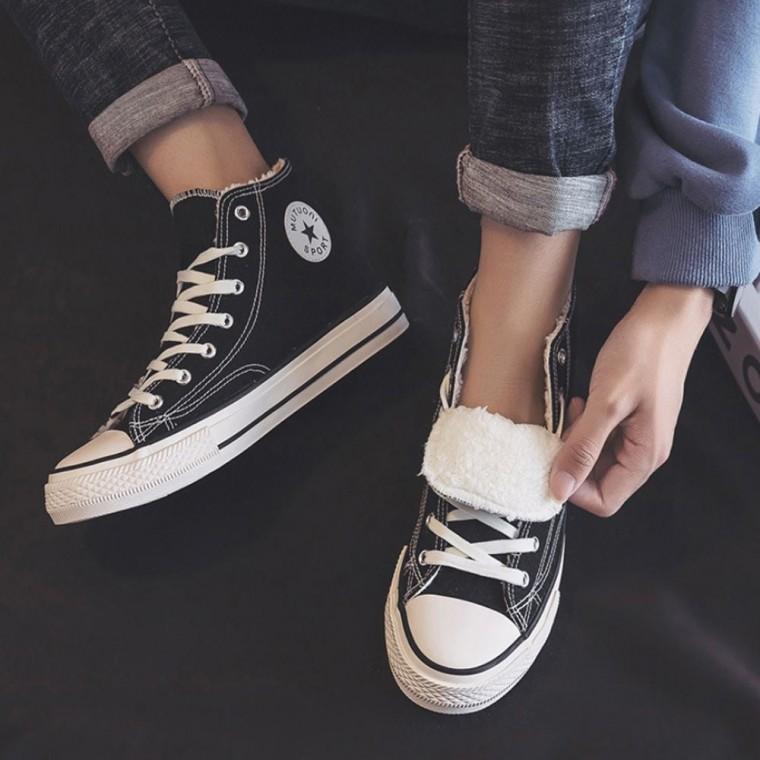 방한 털 올라오는 남녀 목 운동화 스니커즈 겨울 안감