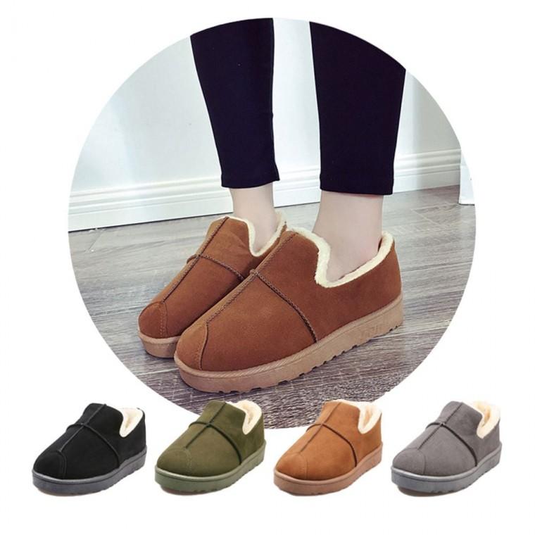 스웨이드 따뜻한 슬립온 기모 겨울 여자 방한화 단화