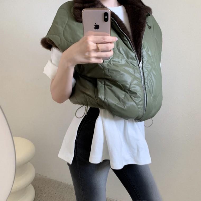 프리미엄 밍크 양면조끼 캐주얼 겨울 아우터