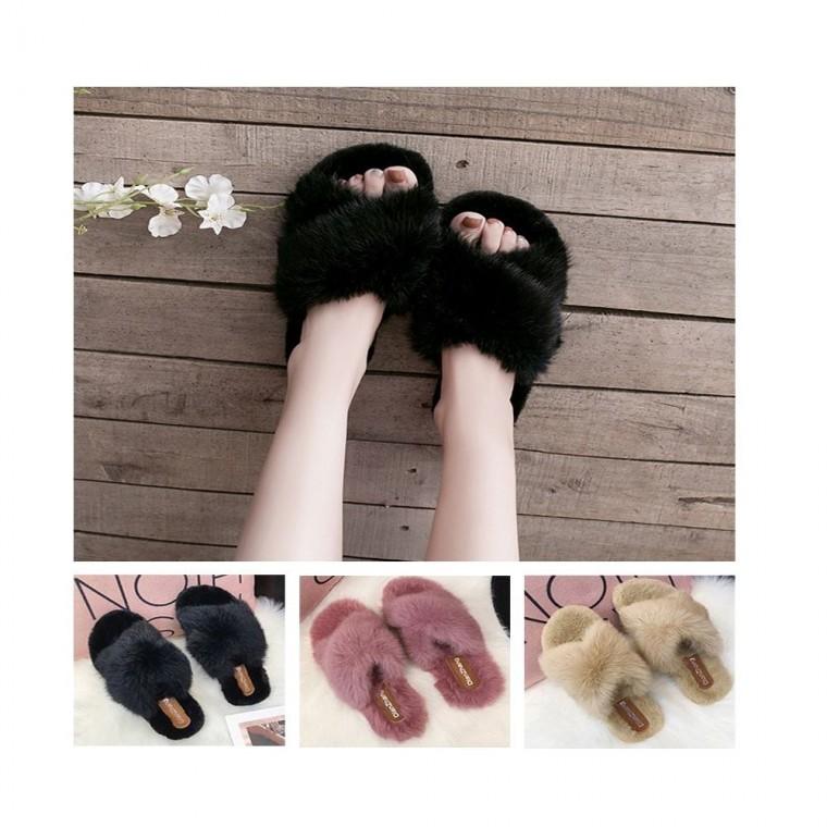 사무실 퍼 토끼털 거실 겨울 털실내화 실내화 슬리퍼