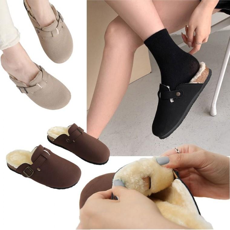 사무실 따뜻한 털실내화 보스턴 슬리퍼 겨울 슬립온