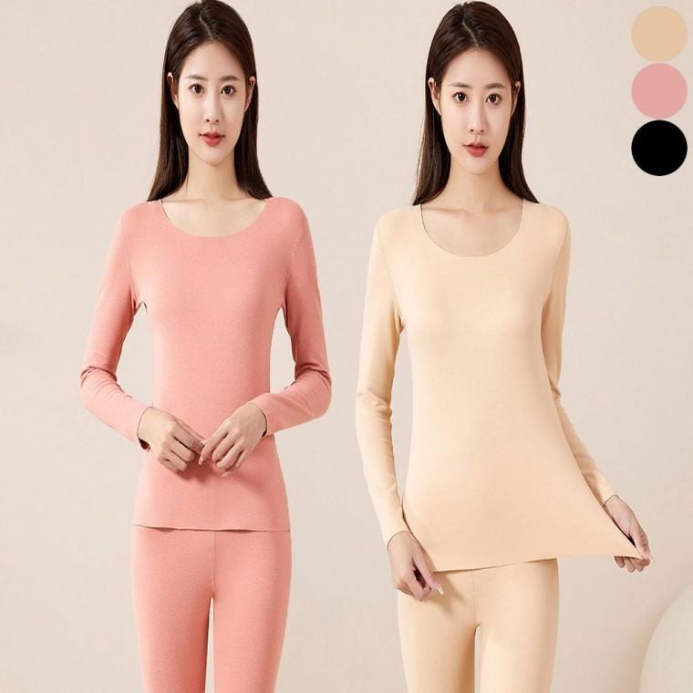 겨울 얇은 U넥 이너 내복 스판 여자 내의세트 데일리