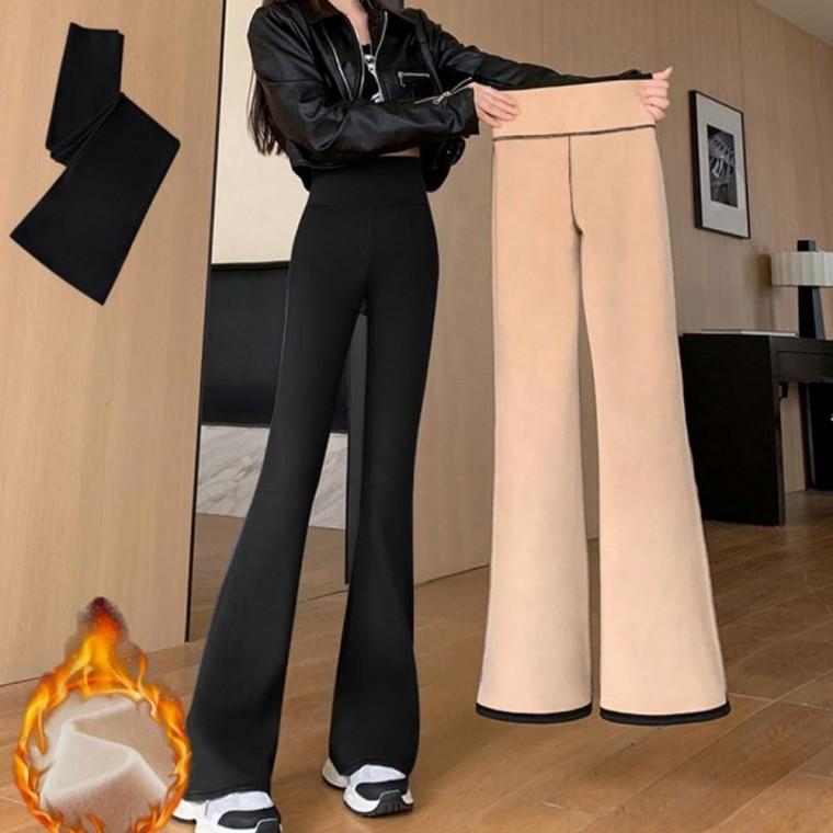 데일리 겨울 기모 나팔바지 여자 롱다리 팬츠