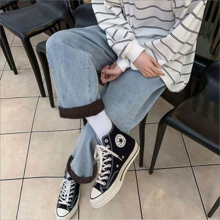 남성 와이드핏 기모청바지 겨울 데님팬츠 밴딩 2색