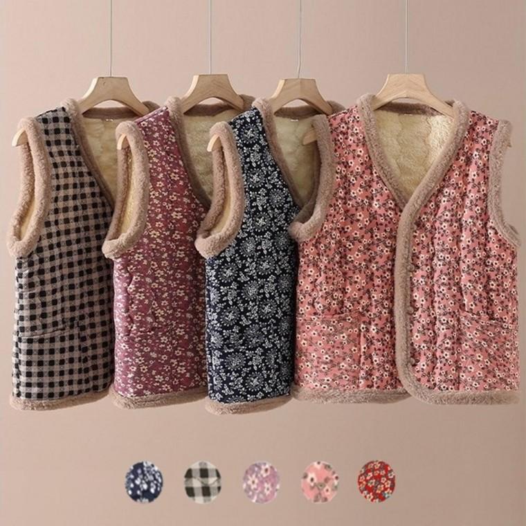 겨울 여성 고급 누빔 퍼 조끼 단추형 5컬러