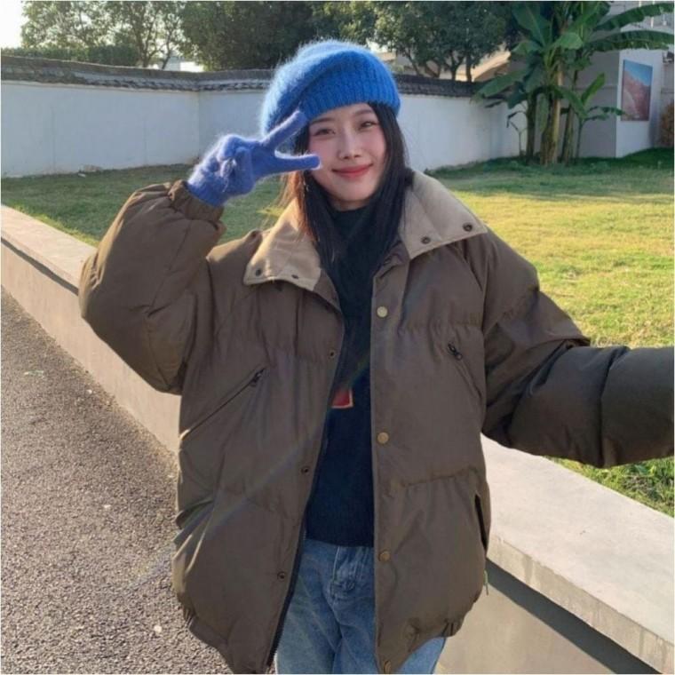 여성 패딩점퍼 하이넥 루즈핏 겨울패딩 아우터 2색