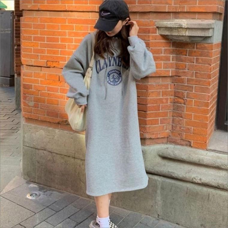 여성 후드원피스 기모 롱원피스 겨울 캐주얼 후디 데일리