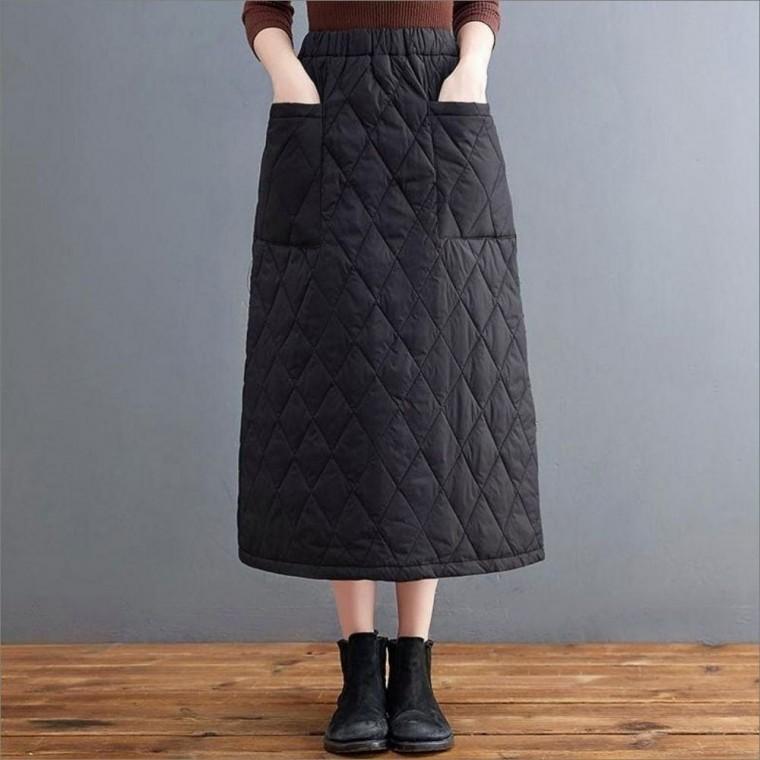 여성 패딩스커트 누빔치마 밴딩 퀼팅 겨울 방한 롱치마