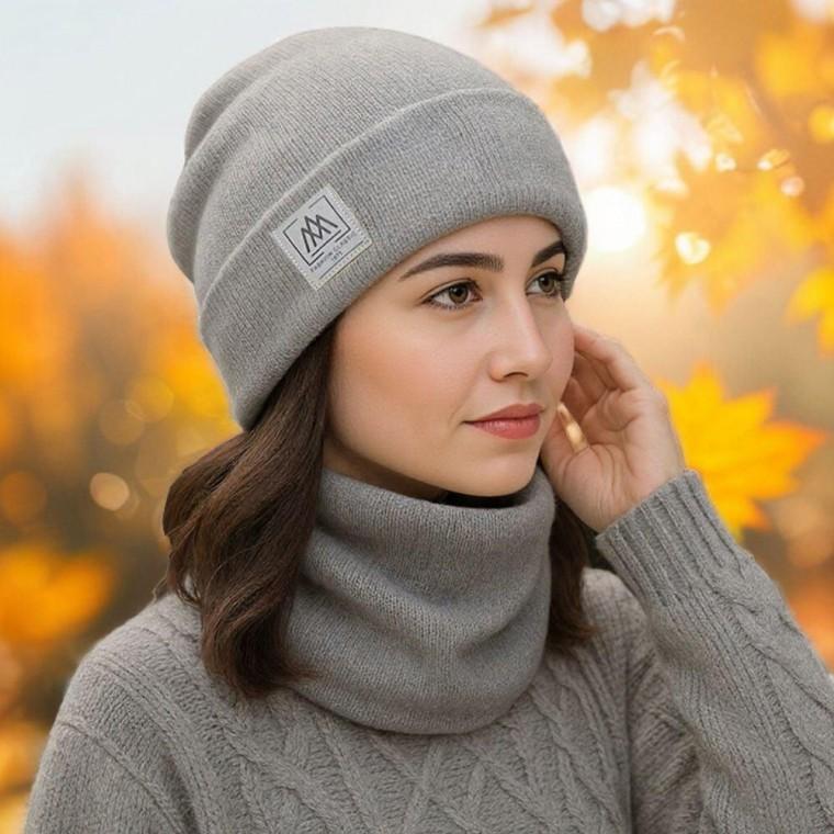 마운틴 모자 넥워머 세트 겨울 니트 방한 비니 워머