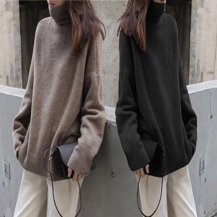 겨울 폴라티 터틀넥 여자 목폴라 루즈핏 하이넥 니트