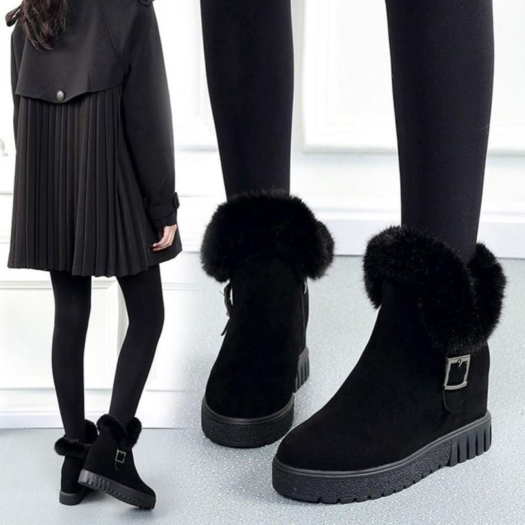 안감 스웨이드 여자 앵클부츠 퍼 기모 키높이 겨울