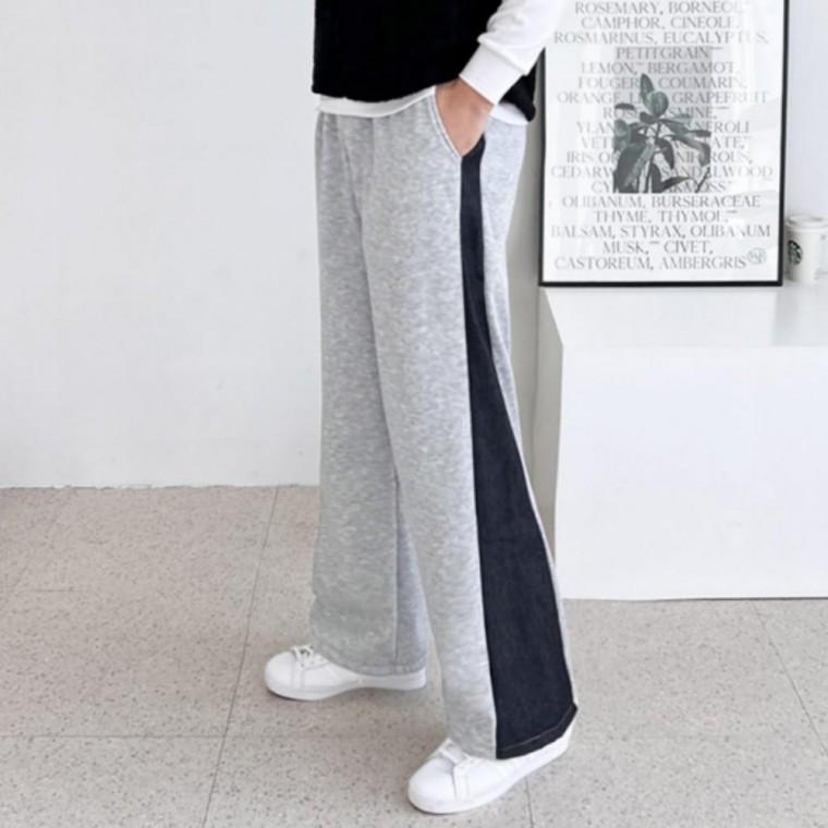 조거 스트링 현장 기모 바지 한파 방한 와이드 기모 일복 데님라인 남자 팬츠 겨울