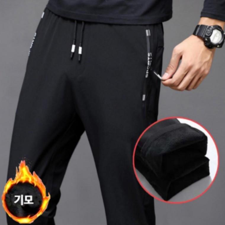 면 따뜻한 일복 밴딩 소재 데일리 방한 현장 기모 팬츠 한파 남자 기모 겨울 바지