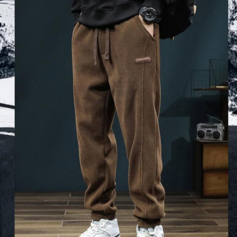 코듀로이 기모 겨울 캐주얼 한파 현장 기모 방한 일복 외출 조거 바지 밴딩 허리 남성