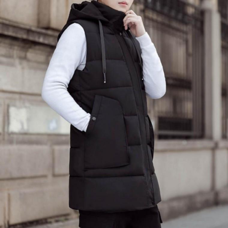 롱 클래식무드 후드 남자 점퍼 겨울 패딩조끼