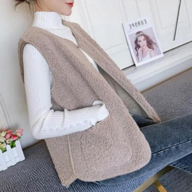 보온 방한 여성경량양털조끼 겨울 양털조끼 뽀글이 레이어드조끼 뽀글이조끼 여성조끼 양털조끼 보온조끼