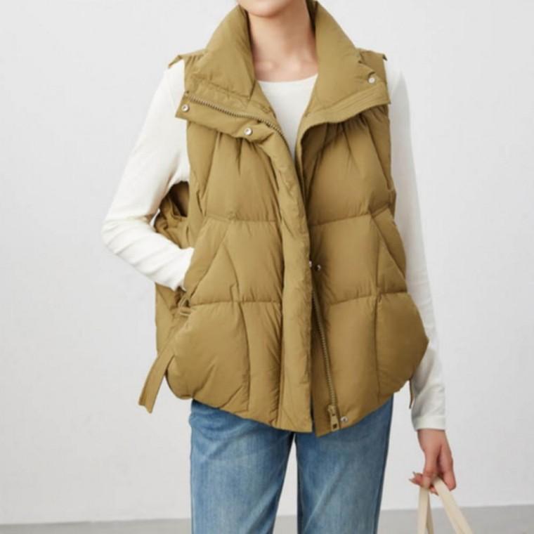 숏 오리털 조끼 클래식 따뜻한 베스트 겨울 가볍고