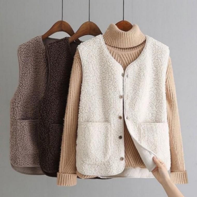 뽀글이 여성 여성 단추조끼 양털 겨울 플리스 무스탕 후리스 가을 뽀글이조끼 베스트 양털 테디브라더 집업