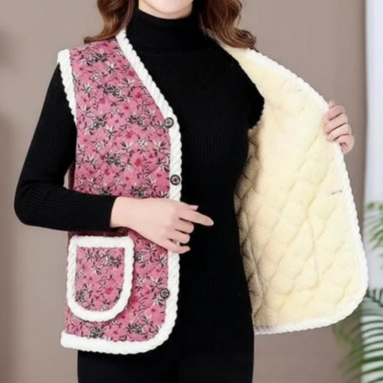 겨울 엄마조끼 꽃무늬조끼 할머니 김장 양털 조끼 뽀글이조끼 뽀글이 누빔 누빔조끼 꽃무늬 김장조끼 조끼