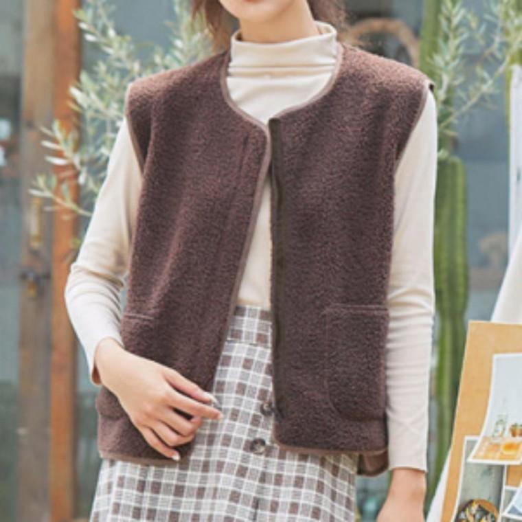 쪼끼 뽀글이 집업 양털 방한 여자 겨울 레이어드 조끼