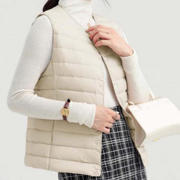겨울 여성 사무실 조끼 콤팩트 패딩 이너 1P 가벼운