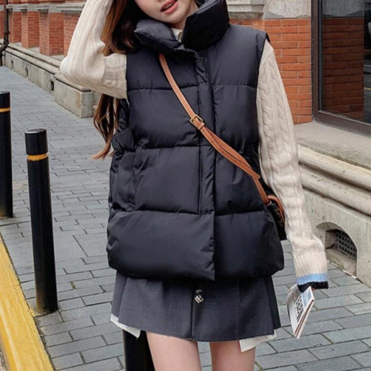 겨울 세트 데일리 코디룩 아이보리 패딩조끼 니트원피스