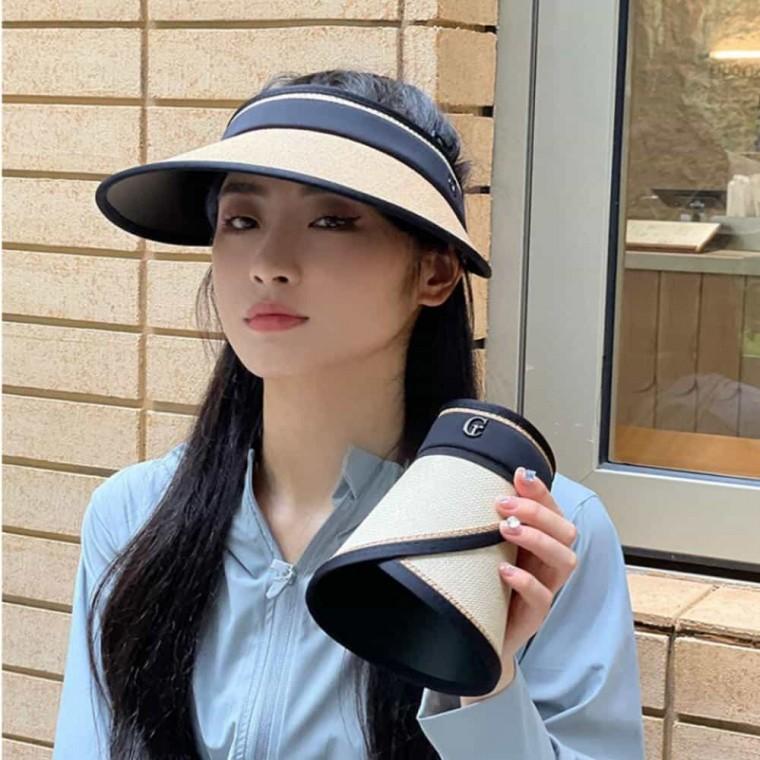 휴대용 썬캡 아이보리 여성밀집모자 선캡 썬바이저