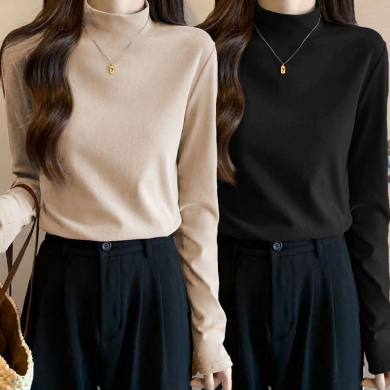 목티 이너 폴라티 기모반하이넥티셔츠 기모티 긴팔티