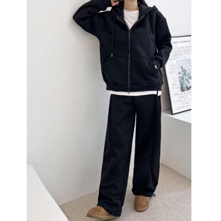 여자 후드 집업 와이드 팬츠 겨울 기모 상하 세트 트레이닝 상하 여자 기모 세트 맨투맨 여성 복