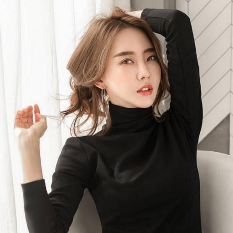 기모목티 기모 겨울 라운드 캐주얼 의류 티셔츠 목티