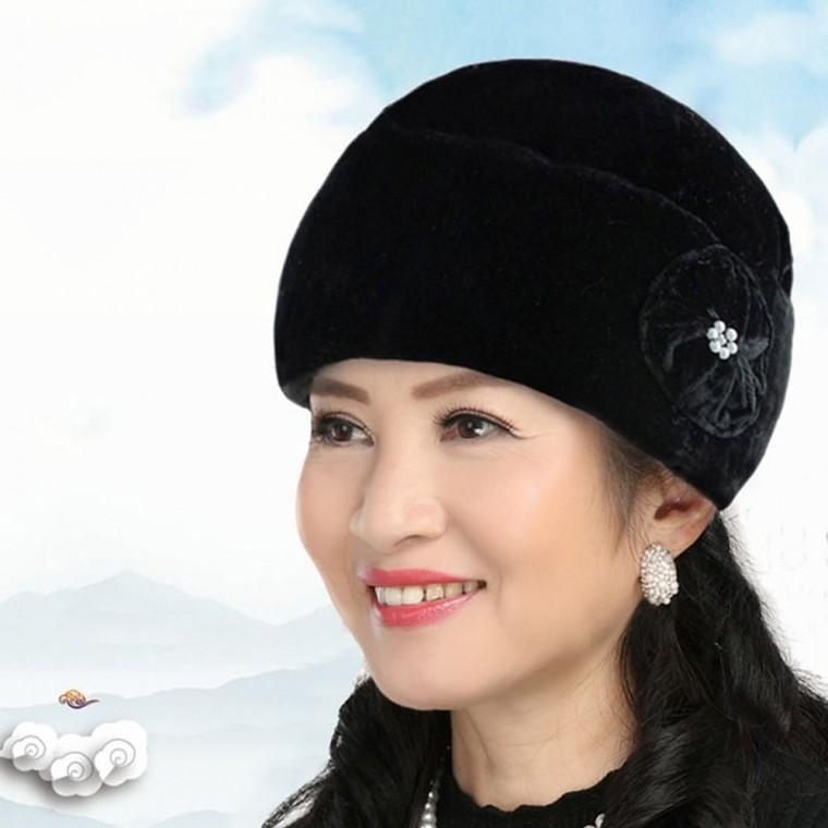 겨울 방한모 할머니 기모 외출 보온 노인 벨벳 모자 비니 여성모