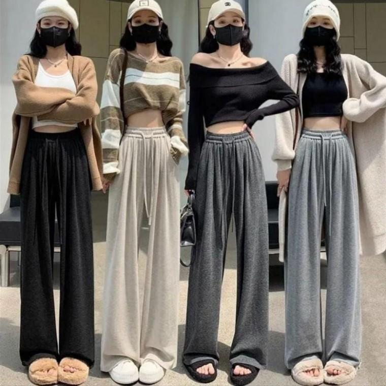 허리밴딩 와이드바지 챔버 소프트 겉기모 홈웨어 허리밴딩 피치 통바지 기모 소프트 와이드