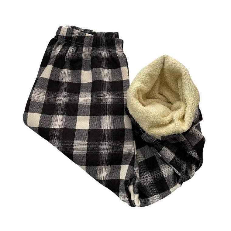 양털 겨울 홈웨어 바지 기모 수면 실내복 체크 파자마 기모 홈웨어 체크