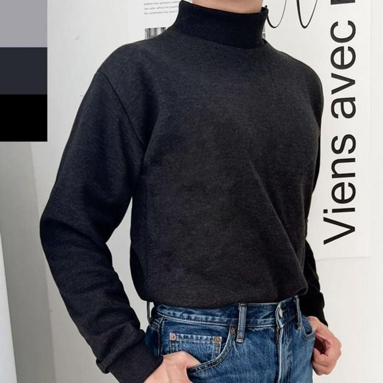 남자 기모 반목 티셔츠 1P 남친룩 겨울 레이어드 상의