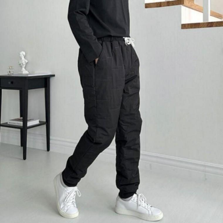 남여공용 기모 밴딩 트레이닝 9부 바지 패딩 팬츠 패딩 팬츠 겨울 남성 기모 따뜻한 바지 츄리닝 여성