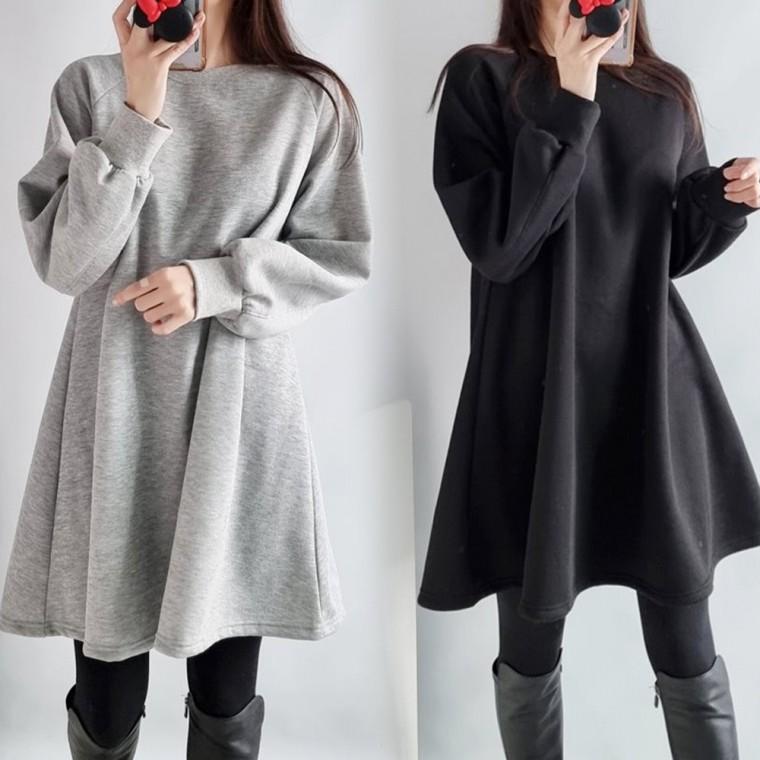 빅사이즈여성의류 오버핏 NS 특양면기모플레어원피스(Q146H403) 오버핏