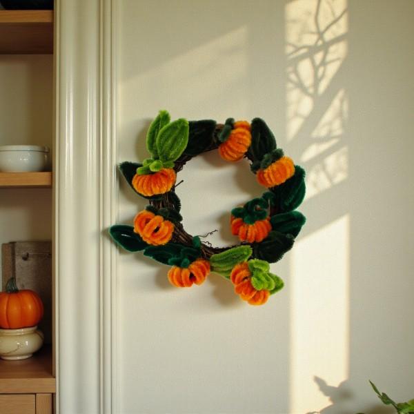 가을 감 모루 리스 DIY KIT 만들기 모루공예 오너먼트 장식 리스만들기 인테리어소품