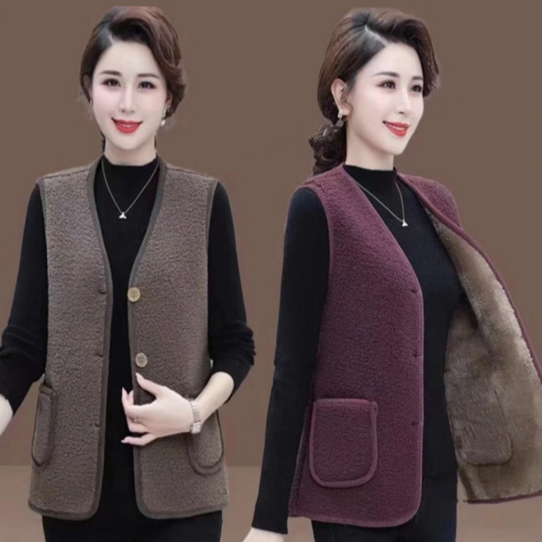 캐주얼 여성 기모 뽀글이 양털조끼 포근한 데일리 베스트