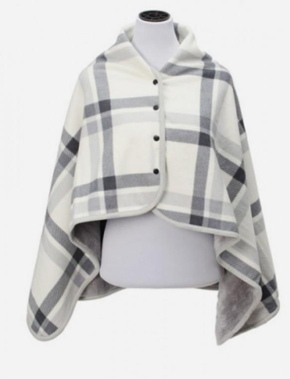 캠핑 기모 학생 망토 체크 판촉물 이불 담요 레져 똑딱이 극세사 모포 Gray80X130