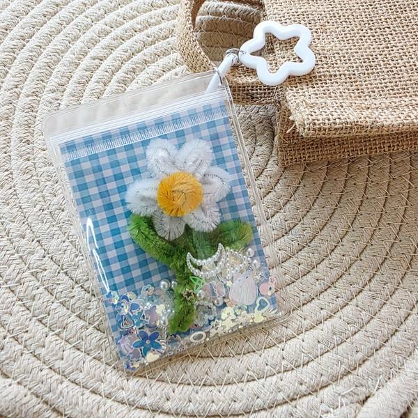 데이지 모루 글리터 파츠 지퍼백 키링 DIY KIT 만들기 모루공예 키홀더 악세서리