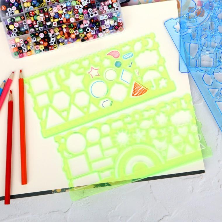 도형자 그리기 모양자 모형자 세트 플라스틱자 원형자