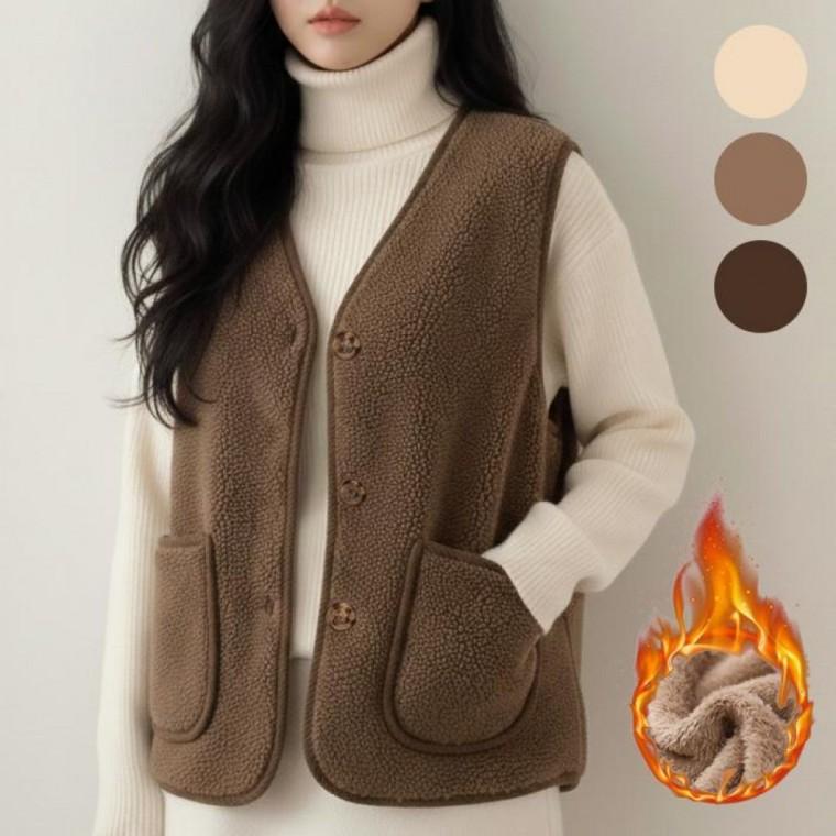 테디 뽀글이 기모 여성 조끼 3color