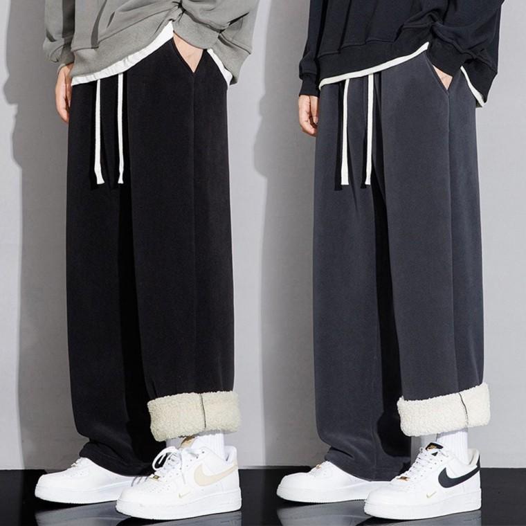남자바지 앙면융기모츄리닝팬츠 트레이닝 와이트팬츠