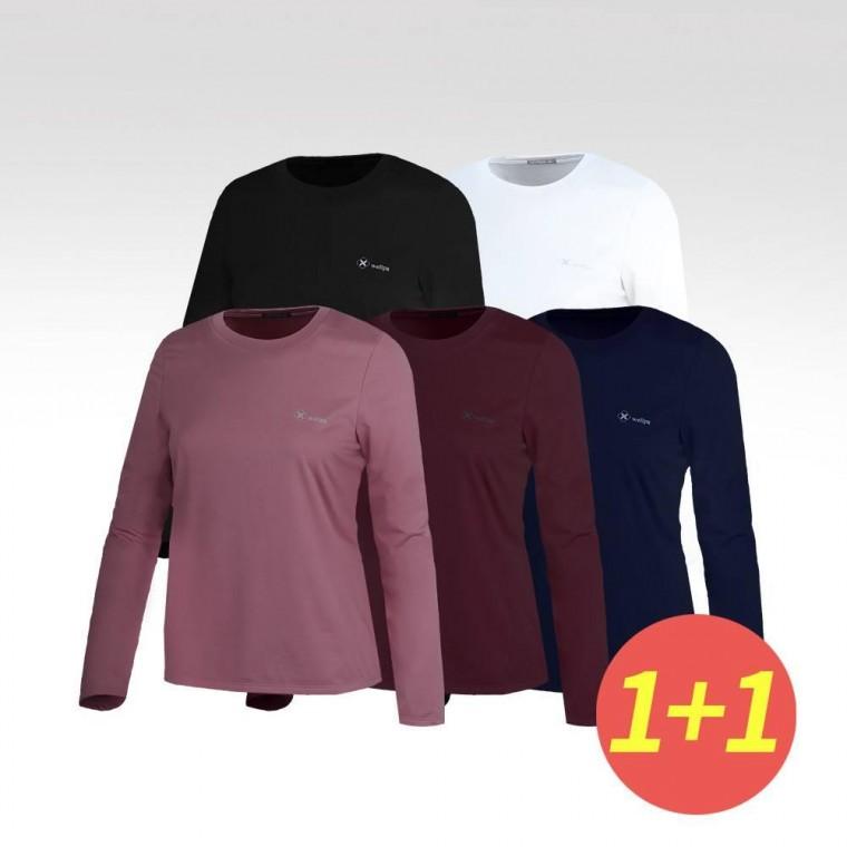 여성 좋은 기모 (원 라운드넥 티셔츠 플러스 신축성 원)