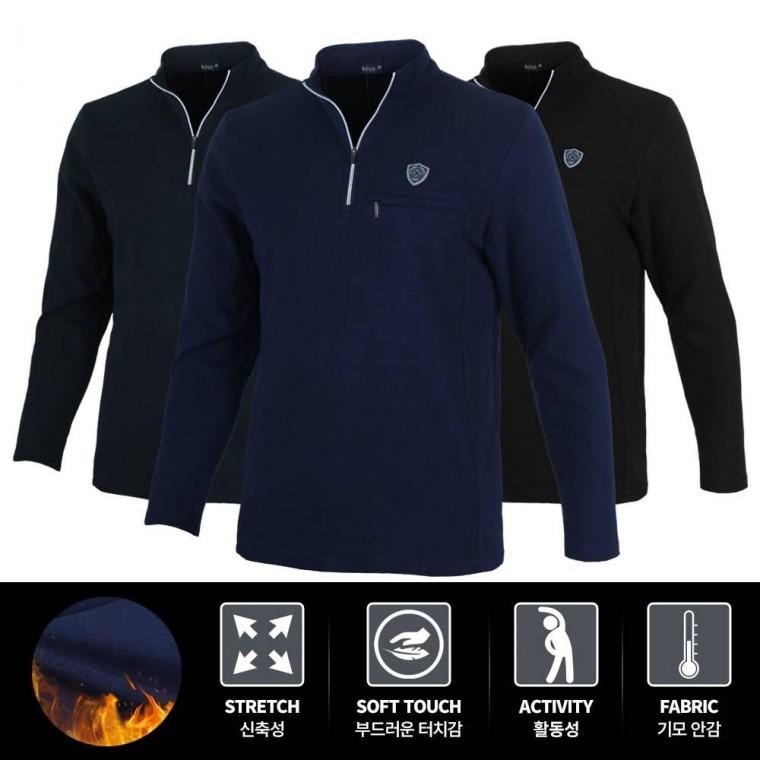 집업 티셔츠 스트레치 솔리드 기모 포근한