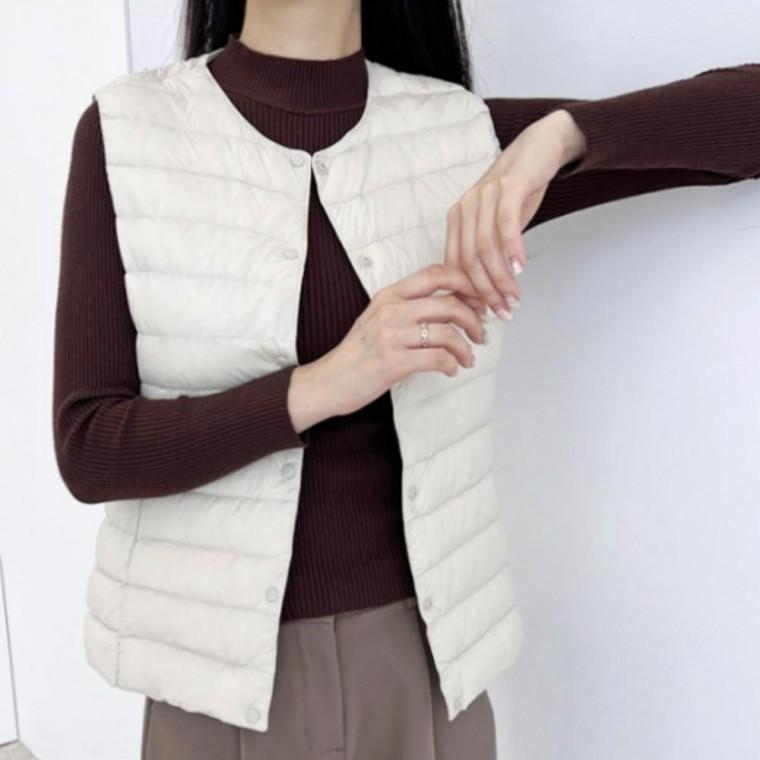 가벼운 이너 베스트 간절기 따뜻한 경량 패딩 패딩 여성 조끼 다운패딩 기모안감