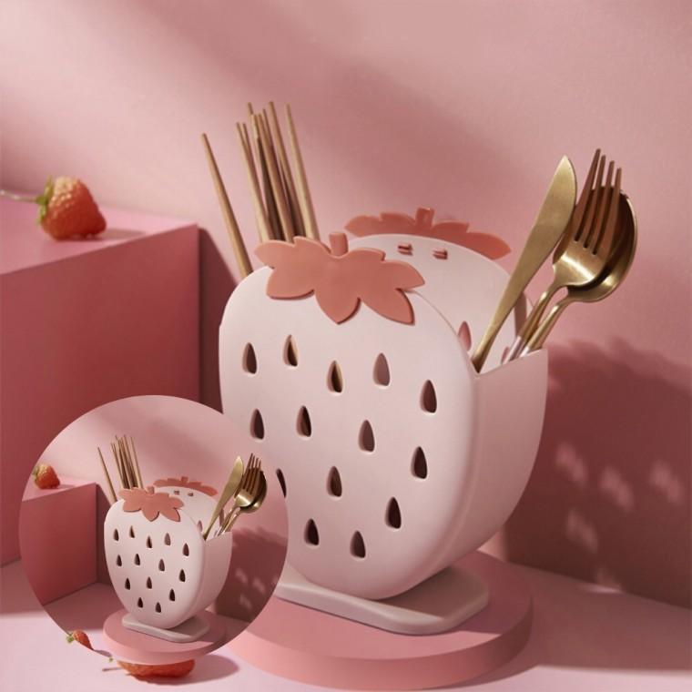 수저통 딸기모양 주방수저통 물빠짐수저통 수저꽂이