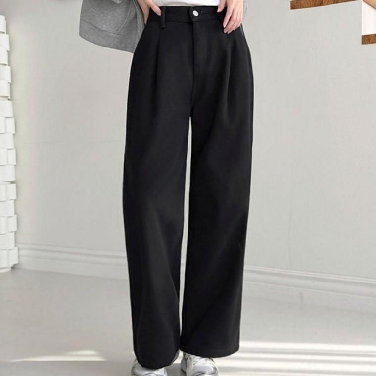 여자 기모 바지 긴바지 팬츠 겨울 여성 기본 베이직 데일리 캐주얼 무지 와이드 데이트 학생 오피스 핀턱